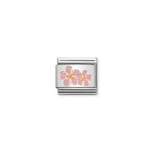 Load image into Gallery viewer, COMPOSABLE CLASSIC LINK 430202/03 PEACH FLOWERS 9K ROSE GOLD & ENAMEL