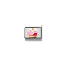 Load image into Gallery viewer, COMPOSABLE CLASSIC LINK 430202/08 CUPCAKE WITH CANDLE IN 9K ROSE GOLD