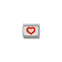 Load image into Gallery viewer, COMPOSABLE CLASSIC LINK 430203/01 HEART WITH RED BORDER 9K ROSE GOLD & ENAMEL