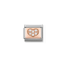 Load image into Gallery viewer, COMPOSABLE CLASSIC LINK 430302/01 WHITE CZ HEART ON 9K ROSE GOLD PLATE