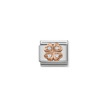 Load image into Gallery viewer, COMPOSABLE CLASSIC LINK 430302/04 FOUR-LEAF CLOVER 9K ROSE GOLD & CZ