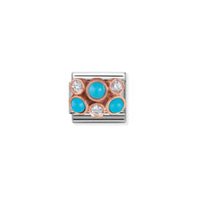 Load image into Gallery viewer, COMPOSABLE CLASSIC LINK 430307/04 CLUSTER WITH TURQUOISE IN 9K ROSE GOLD & CZ