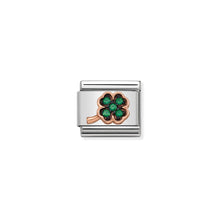 Load image into Gallery viewer, COMPOSABLE CLASSIC LINK 430311/02 CLOVER GREEN CZ IN 9K ROSE GOLD