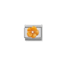 Load image into Gallery viewer, COMPOSABLE CLASSIC LINK 430510/05 FLOWER IN ORANGE IN 9K ROSE GOLD
