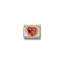 Load image into Gallery viewer, COMPOSABLE CLASSIC LINK 430602/005 FACETED RED CZ HEART IN 9K ROSE GOLD