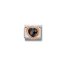 Load image into Gallery viewer, COMPOSABLE CLASSIC LINK 430602/011 FACETED BLACK CZ HEART IN 9K ROSE GOLD