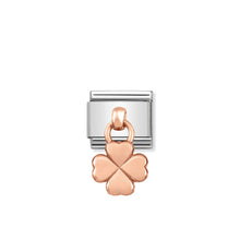 Load image into Gallery viewer, COMPOSABLE CLASSIC LINK 431800/02 FOUR LEAF CLOVER CHARM IN 9K ROSE GOLD