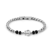 Load image into Gallery viewer, ATLANTE STAINLESS STEEL BRACELET 027506/063 ANCHOR BLACK AGATE

