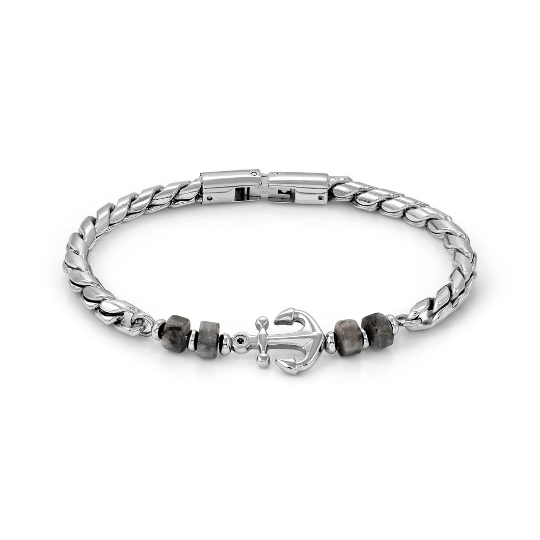 ATLANTE STAINLESS STEEL BRACELET 027506/064 ANCHOR GREY JASPER