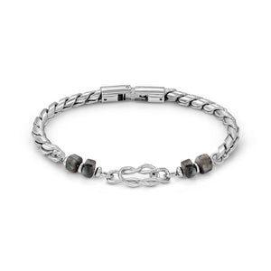 ATLANTE STAINLESS STEEL BRACELET 027506/067 KNOT GREY JASPER