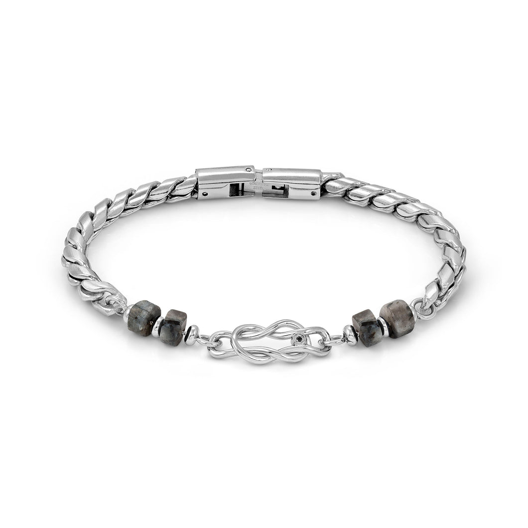 ATLANTE STAINLESS STEEL BRACELET 027506/067 KNOT GREY JASPER