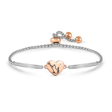 Load image into Gallery viewer, MILLELUCI BELOVED BRACELET 028017/080 ROSE GOLD HEART WITH CAT WITH CZ
