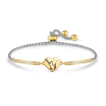 Load image into Gallery viewer, MILLELUCI BELOVED BRACELET 028018/080 GOLD HEART WITH CAT WITH CZ
