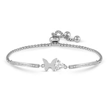 Load image into Gallery viewer, MILLELUCI REFINED BRACELET WITH CZ 028019/010 SILVER BUTTERFLY WITH HEART CZ
