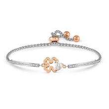 Load image into Gallery viewer, MILLELUCI REFINED BRACELET WITH CZ 028020/006 ROSE GOLD FOUR LEAF CLOVER WITH HEART CZ
