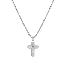 Load image into Gallery viewer, STRONG DIAMOND NECKLACE 028330/007 STAINLESS STEEL CROSS &amp; BLACK DIAMOND
