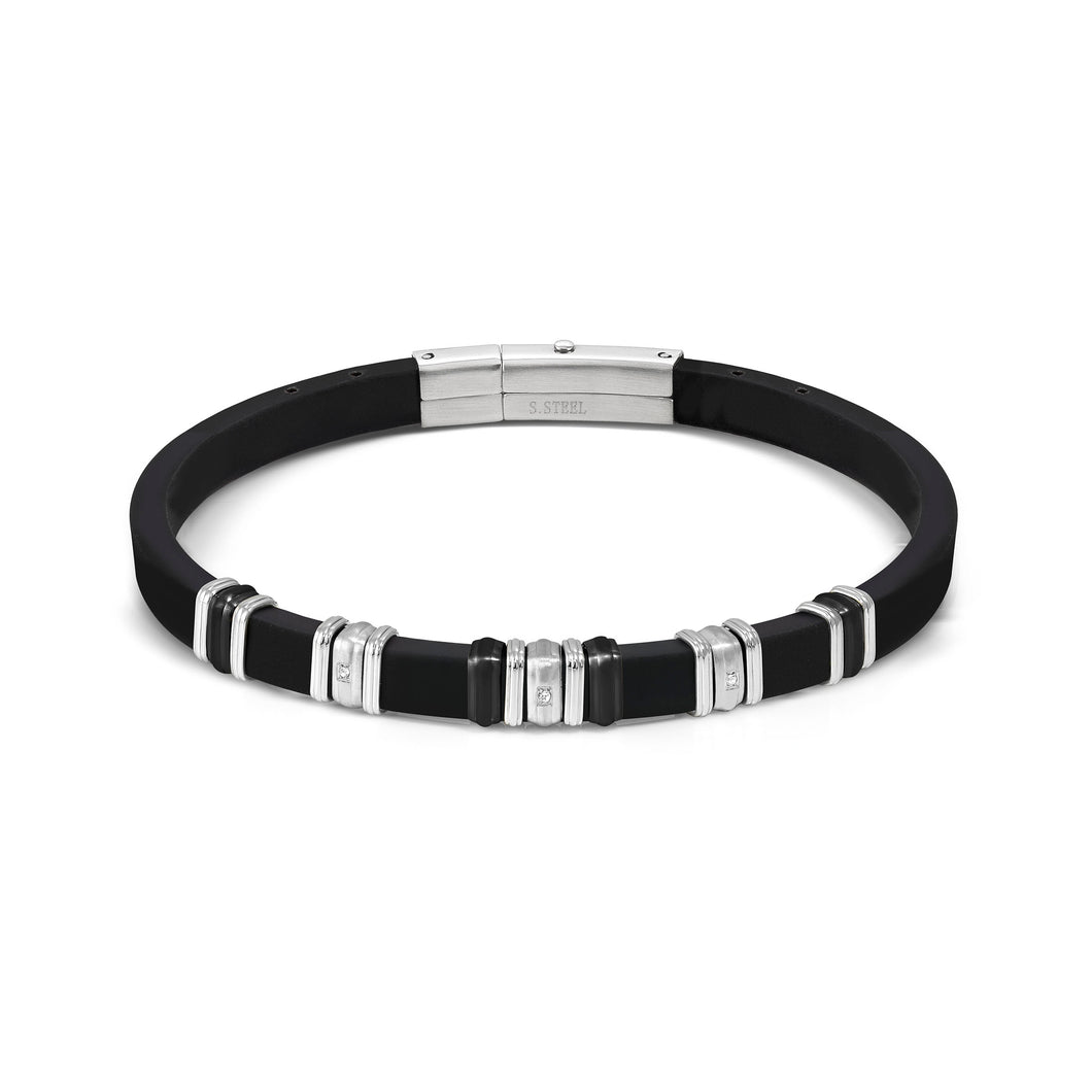 CITY ENERGY BRACELET 028821/037 STAINLESS STEEL, BLACK PVD & WHITE CZ
