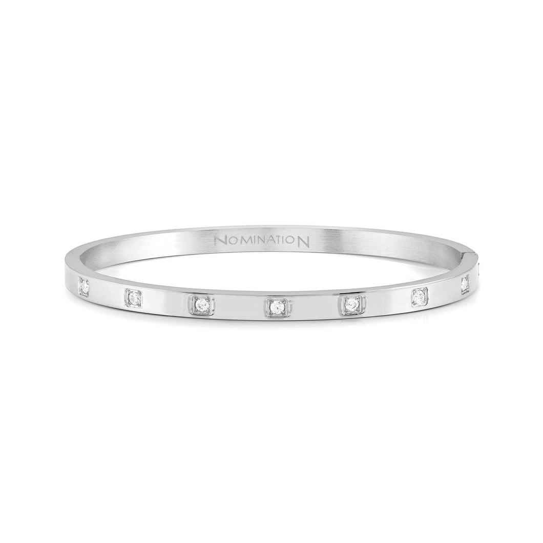 PRETTY BANGLES 029507/8/14/001 THICK STAINLESS STEEL WITH WHITE CZ