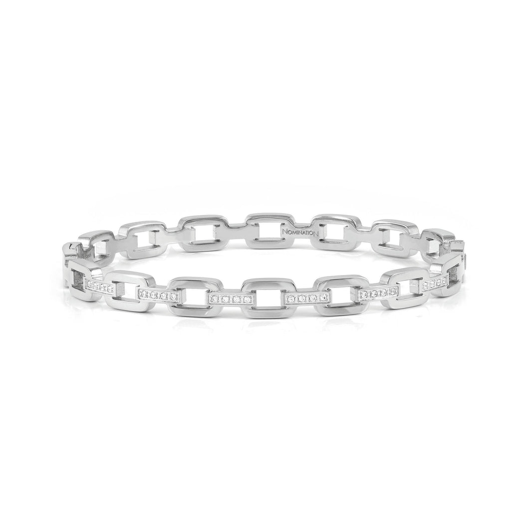 PRETTY BANGLES 029509/10/15/001 STAINLESS STEEL CHAIN STYLE WITH WHITE CZ