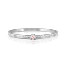Load image into Gallery viewer, PRETTY BANGLES 029519/20/21/002 STAINLESS STEEL WITH WHITE &amp; PINK CZ
