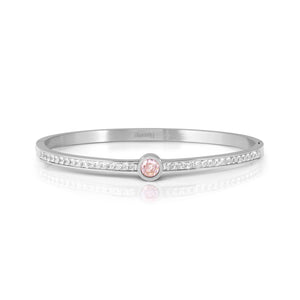 PRETTY BANGLES 029519/20/21/002 STAINLESS STEEL WITH WHITE & PINK CZ