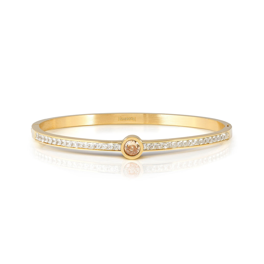 PRETTY BANGLES 029519/20/21/047 GOLD WITH WHITE & YELLOW CZ
