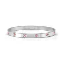 Load image into Gallery viewer, PRETTY BANGLES SATINSHINE 029528/29/30/002 SILVER WITH PINK CZ HEARTS
