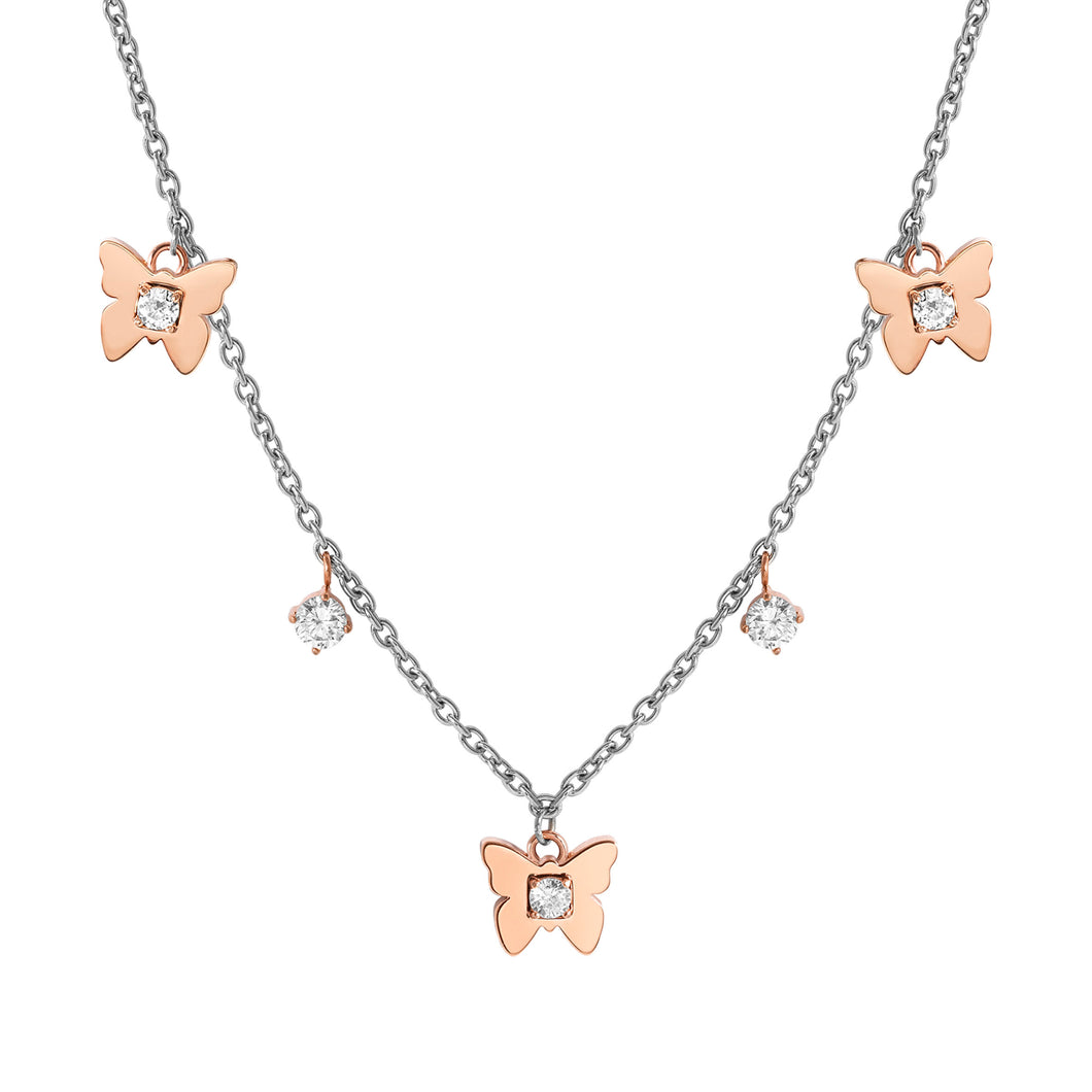 MYSOPHIE NECKLACE 029906/010 ROSE GOLD BUTTERFLY CZ PENDANTS