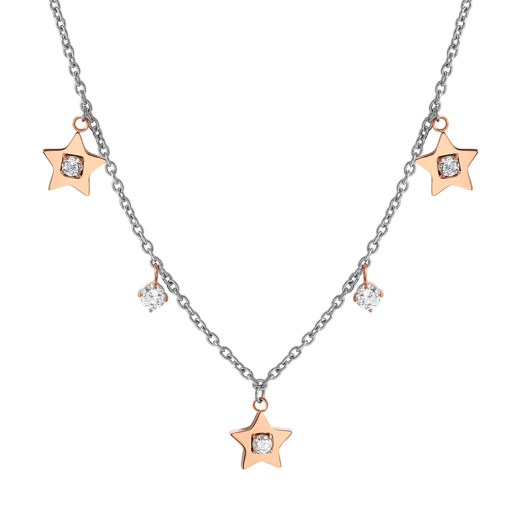 MYSOPHIE NECKLACE 029906/023 ROSE GOLD STAR CZ PENDANTS