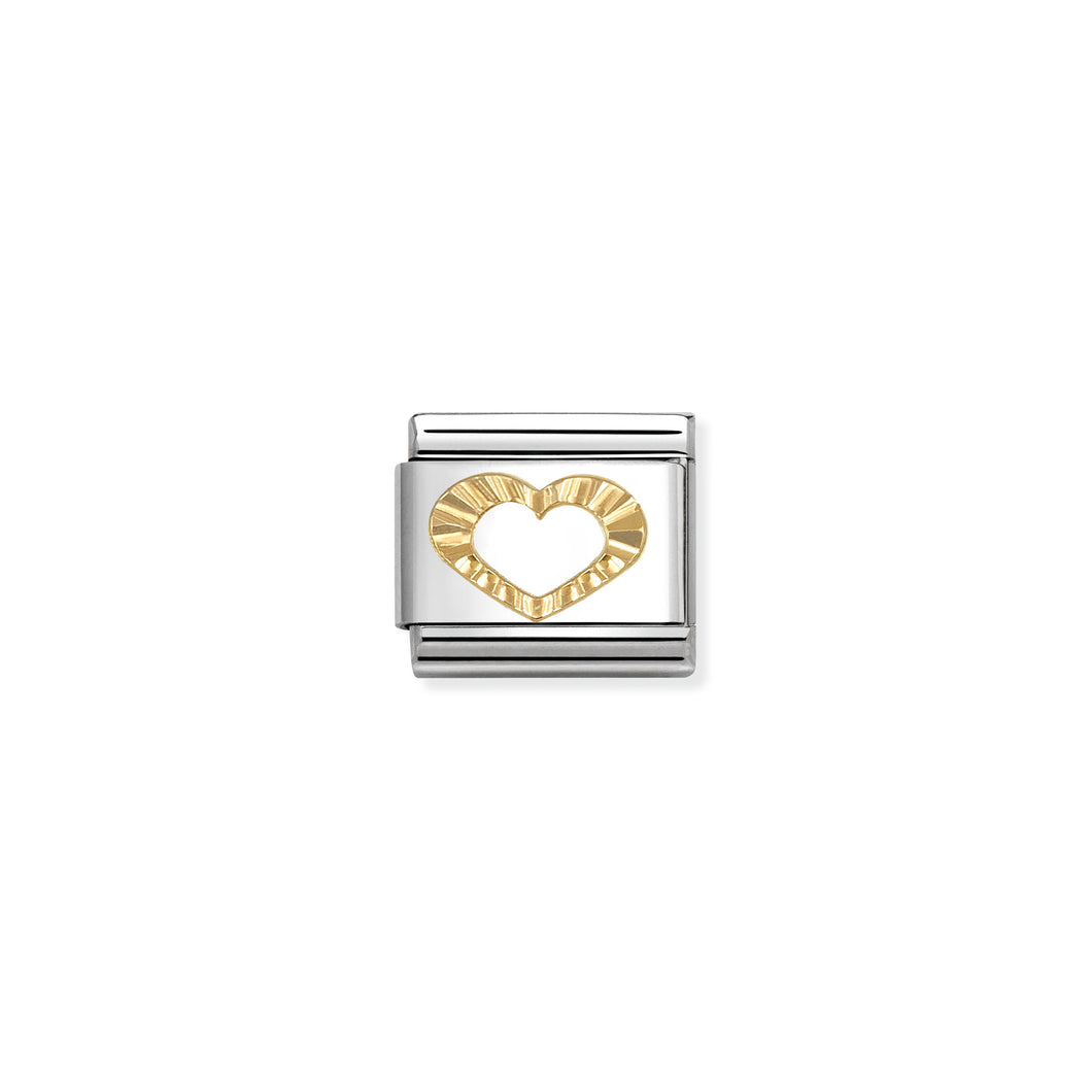 COMPOSABLE CLASSIC LINK 030149/63 ETCHED DETAIL HEART IN 18K GOLD