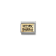 Load image into Gallery viewer, COMPOSABLE CLASSIC LINK 030166/60 HAPPY BIRTHDAY IN 18K GOLD WITH BLACK ENAMEL
