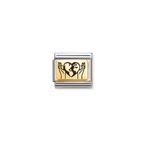 COMPOSABLE CLASSIC LINK 030166/67 WORLD IN YOUR HANDS IN 18K GOLD & ENAMEL