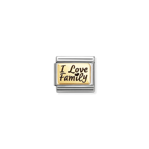 COMPOSABLE CLASSIC LINK 030166/69 I LOVE FAMILY IN 18K GOLD & ENAMEL