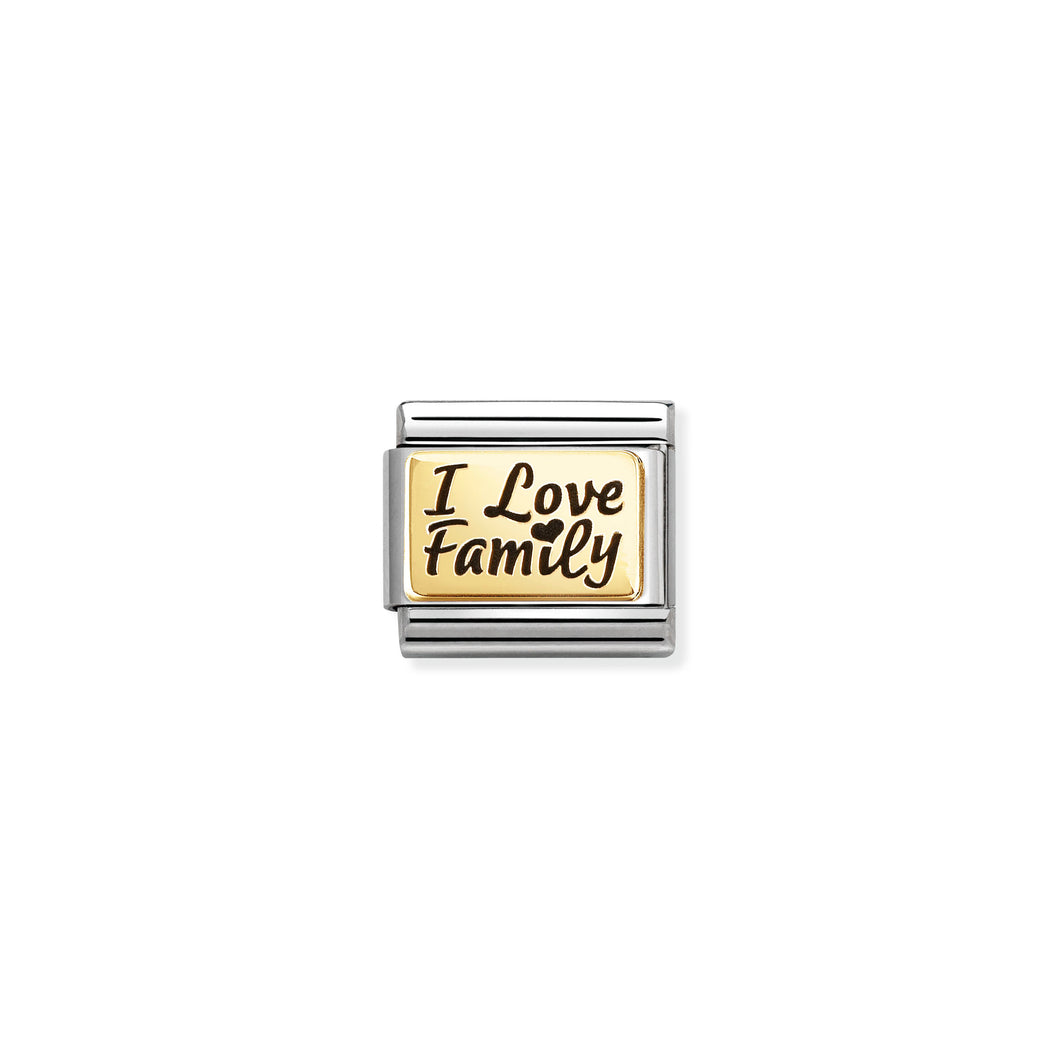 COMPOSABLE CLASSIC LINK 030166/69 I LOVE FAMILY IN 18K GOLD & ENAMEL