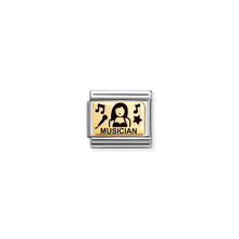 Load image into Gallery viewer, COMPOSABLE CLASSIC LINK 030166/52 MUSICIAN FEMALE IN 18K GOLD AND ENAMEL
