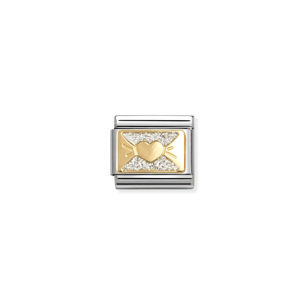 COMPOSABLE CLASSIC LINK 030224/11 HEART BOW GLITTER IN 18K GOLD