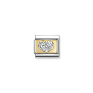 COMPOSABLE CLASSIC LINK 030224/09 GLITTER HEART ON 18K GOLD PLATE & GLITTER ENAMEL