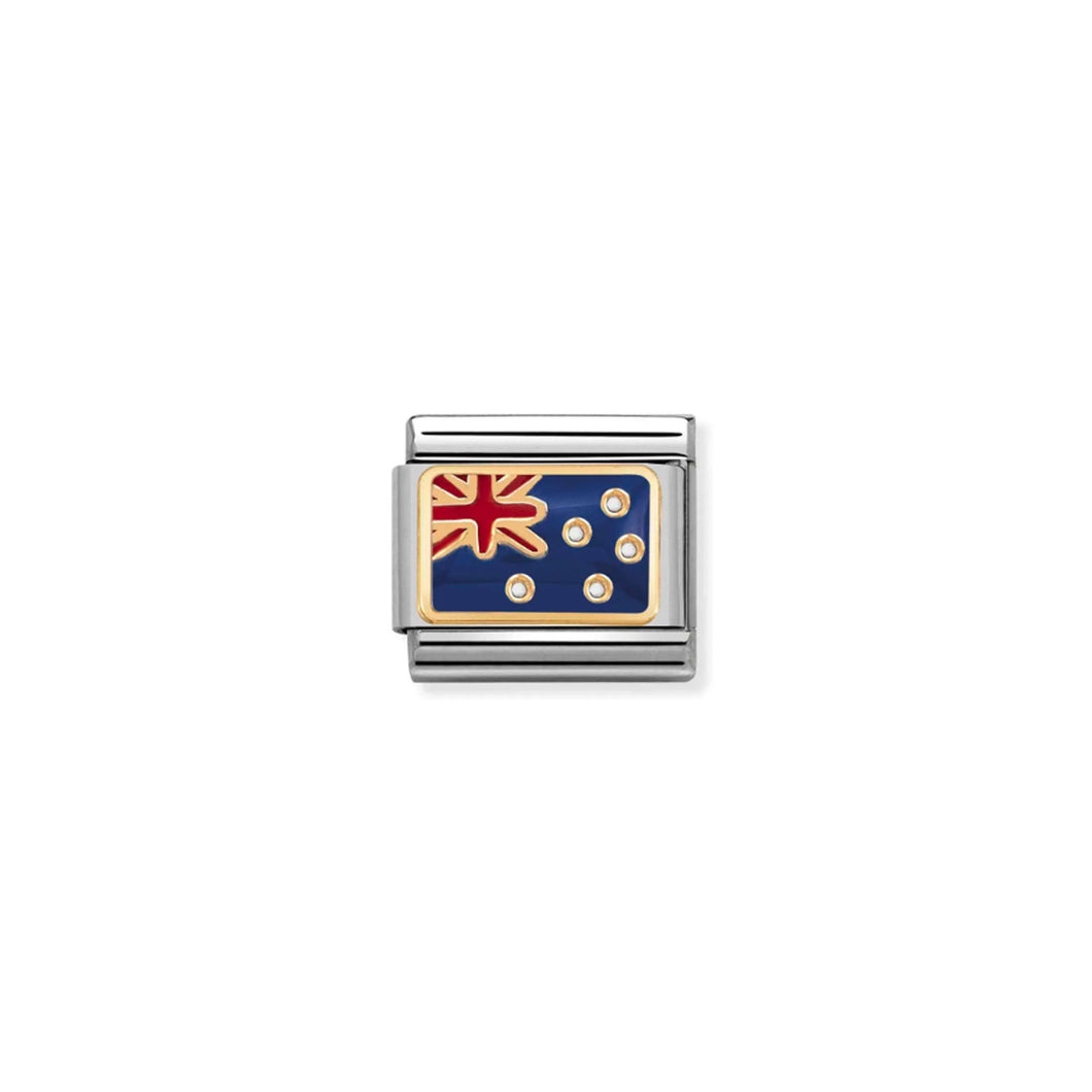 COMPOSABLE CLASSIC LINK 030238/01 AUSTRALIA FLAG IN 18K GOLD AND ENAMEL
