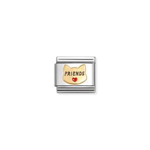 COMPOSABLE CLASSIC LINK 030285/68 FRIENDS CAT IN 18K GOLD & ENAMEL
