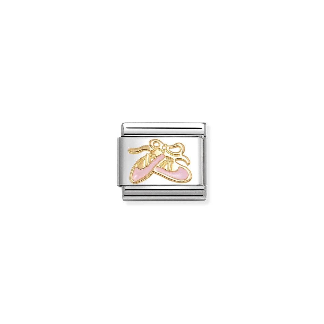 COMPOSABLE CLASSIC LINK 030285/76 BALLET SHOE IN 18K GOLD & PINK ENAMEL