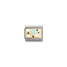 Load image into Gallery viewer, COMPOSABLE CLASSIC LINK 030289/17 BLUE HOT AIR BALLOON IN 18K GOLD &amp; ENAMEL
