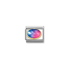 Load image into Gallery viewer, COMPOSABLE CLASSIC LINK 030612/036 TWO TONE BLUE AND FUCHSIA IN 18K GOLD AND ENAMEL
