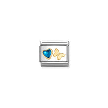 Load image into Gallery viewer, COMPOSABLE CLASSIC LINK 030613/16 BLUE CZ HEART &amp; BUTTERFLY IN 18K GOLD
