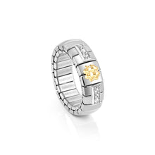 Load image into Gallery viewer, EXTENSION RING 047000/004 STAINLESS STEEL, SILVER WITH CZ &amp; 18K GOLD FOUR LEAF CLOVER
