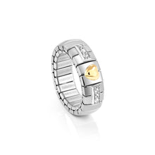 Load image into Gallery viewer, EXTENSION RING 047000/005 STAINLESS STEEL, SILVER WITH CZ &amp; 18K GOLD HEART

