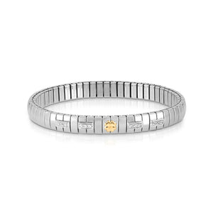 EXTENSION BRACELET 047010/004 STAINLESS STEEL WITH CZ, SILVER & 18K GOLD FOUR LEAF CLOVER