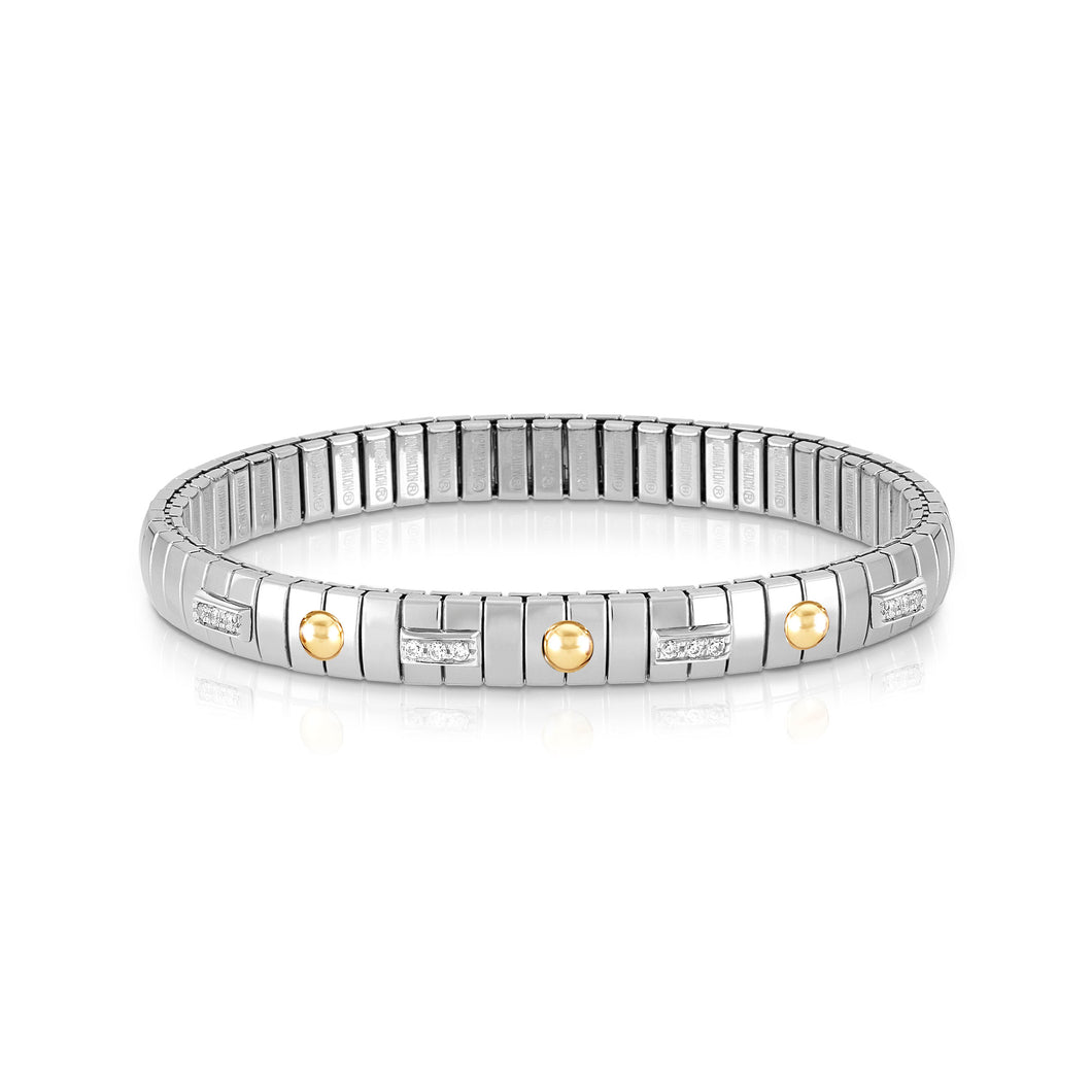 EXTENSION BRACELET 047011/008 STAINLESS STEEL WITH CZ, SILVER & 18K GOLD POINTS