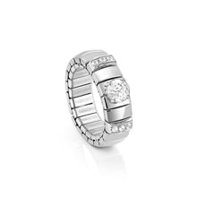 Load image into Gallery viewer, EXTENSION RING 048000/010 STAINLESS STEEL, SILVER WITH CZ &amp; LARGE ROUND CZ
