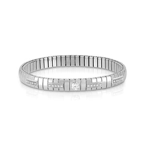 EXTENSION BRACELET 048010/010 STAINLESS STEEL WITH CZ, SILVER & LARGE ROUND CZ