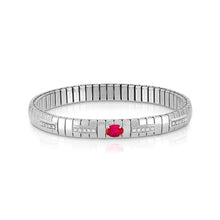 Load image into Gallery viewer, EXTENSION BRACELET 048011/005 STAINLESS STEEL WITH CZ, SILVER &amp; LARGE OVAL RED CZ
